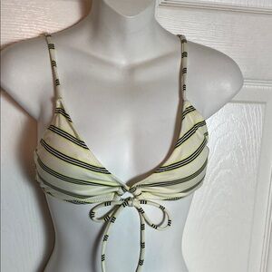Volcom Yellow and Black Striped Bikini Top